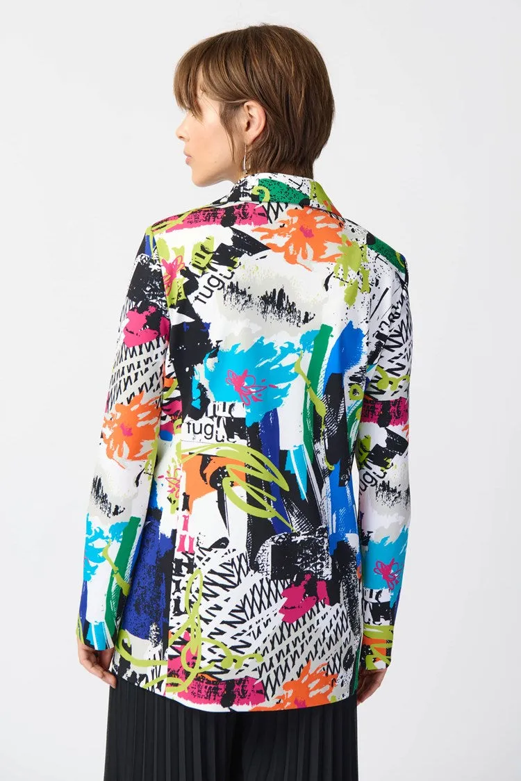 Abstract Print Silky Knit Blazer