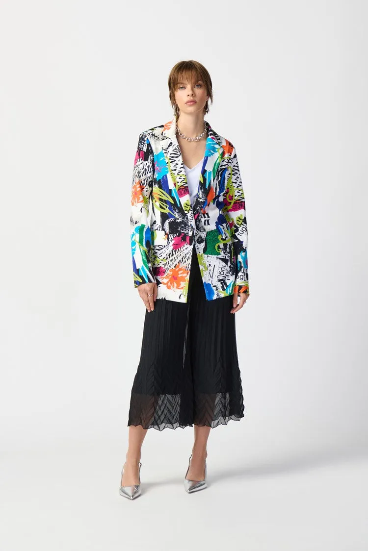 Abstract Print Silky Knit Blazer