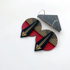 Architectural Lightweight Leather   Birch earring: Geo Arrow