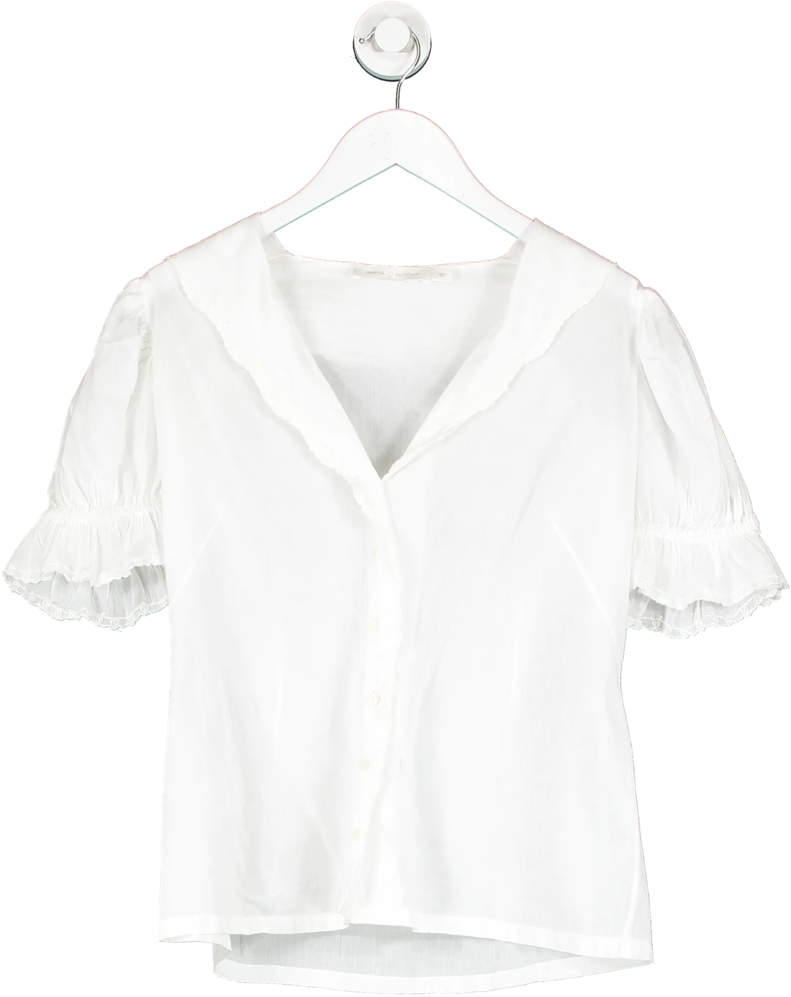 bamford White Scallop Edge Pyjama Set UK S