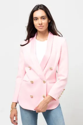 BELTED GOLD BUTTON BLAZER PINK