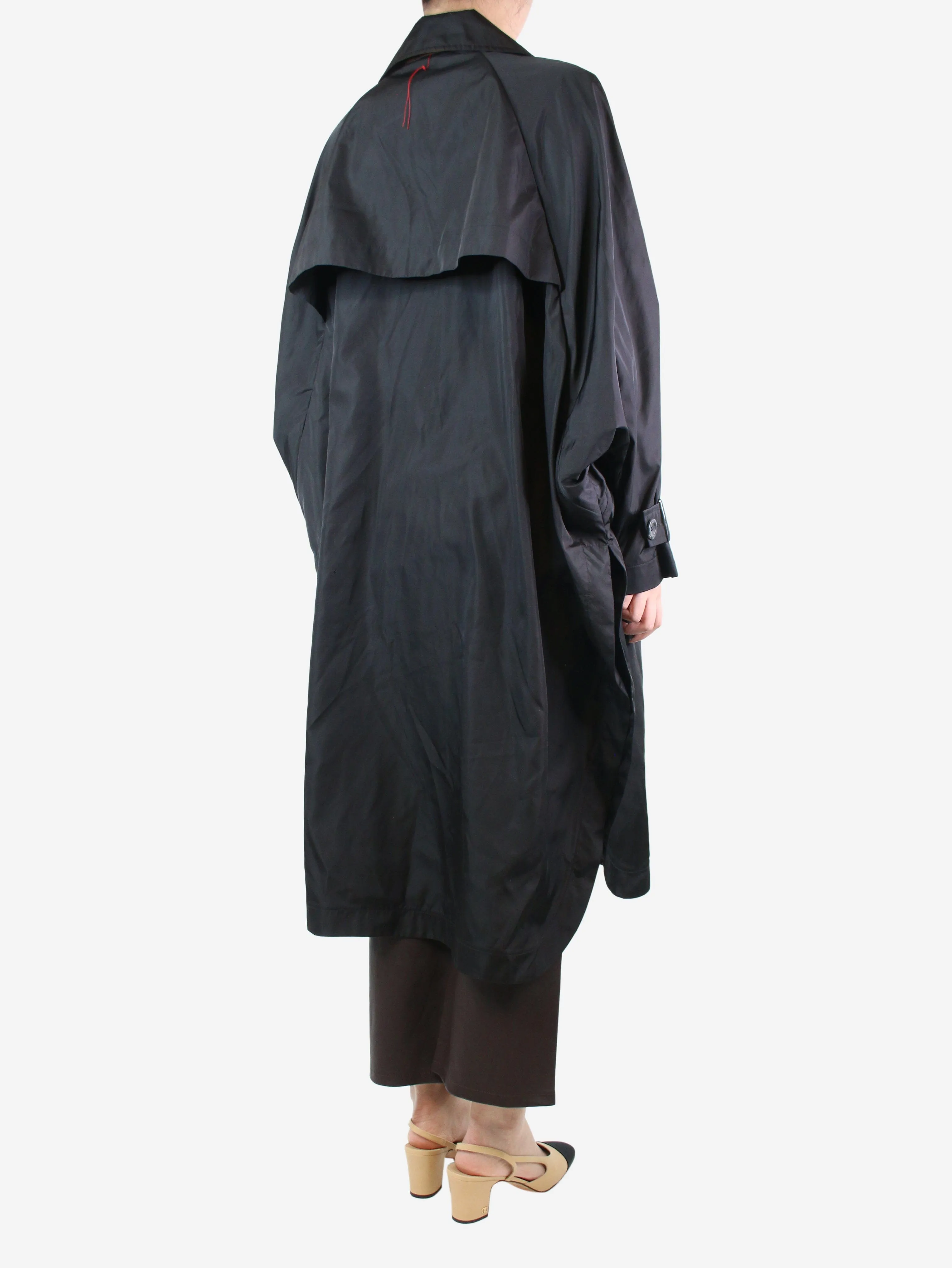 Black nylon trench coat - size UK 10