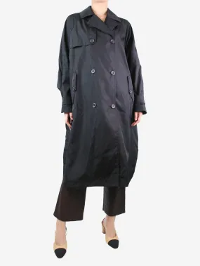 Black nylon trench coat - size UK 10