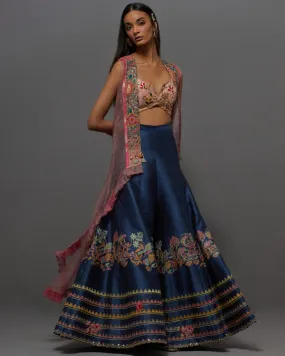 Blue & Pink High Low Cape Set