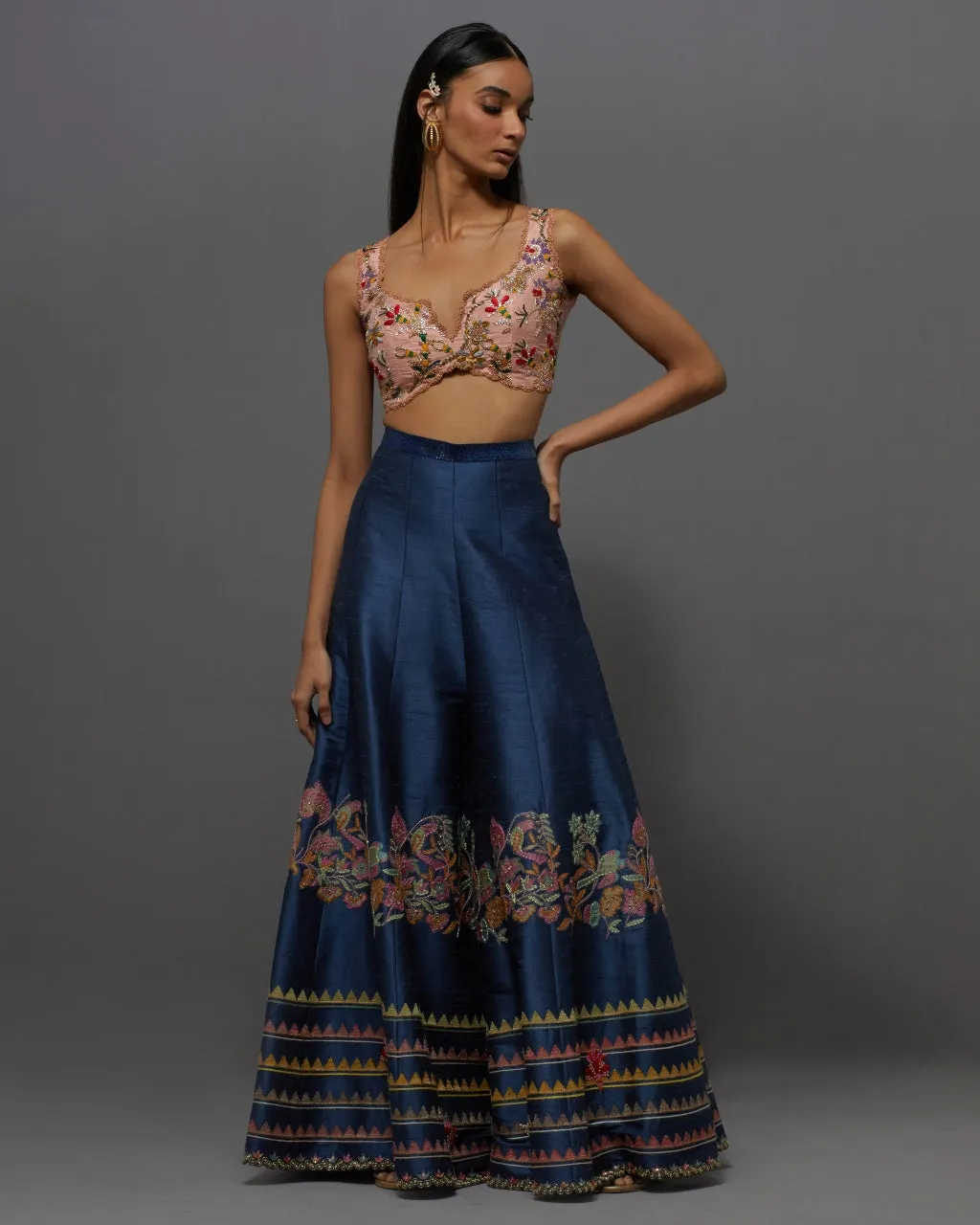 Blue & Pink High Low Cape Set