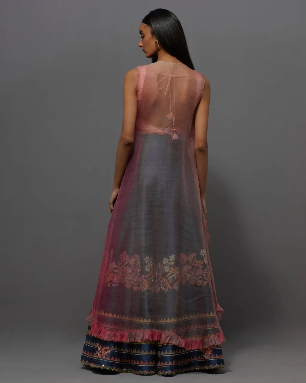 Blue & Pink High Low Cape Set