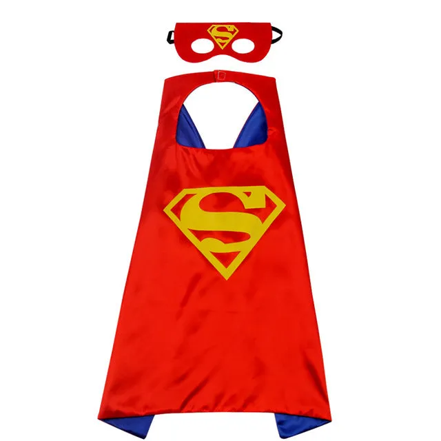 Boys Superhero Capes and Masks Children's Girls Hero Cloak Cosplay Costume For Kids Halloween Party superman Spiderman Iron Man Transformers Star Wars