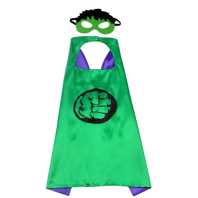 Boys Superhero Capes and Masks Children's Girls Hero Cloak Cosplay Costume For Kids Halloween Party superman Spiderman Iron Man Transformers Star Wars