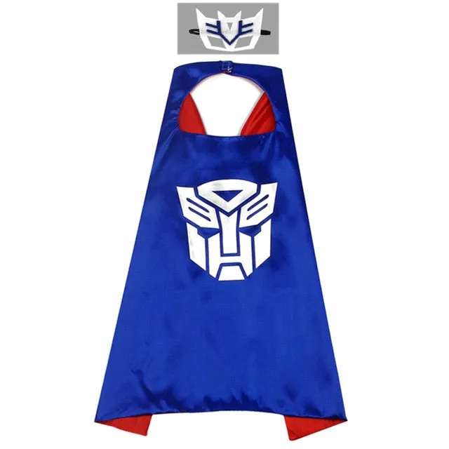 Boys Superhero Capes and Masks Children's Girls Hero Cloak Cosplay Costume For Kids Halloween Party superman Spiderman Iron Man Transformers Star Wars