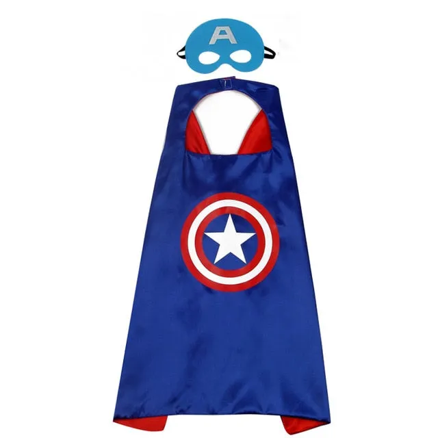 Boys Superhero Capes and Masks Children's Girls Hero Cloak Cosplay Costume For Kids Halloween Party superman Spiderman Iron Man Transformers Star Wars