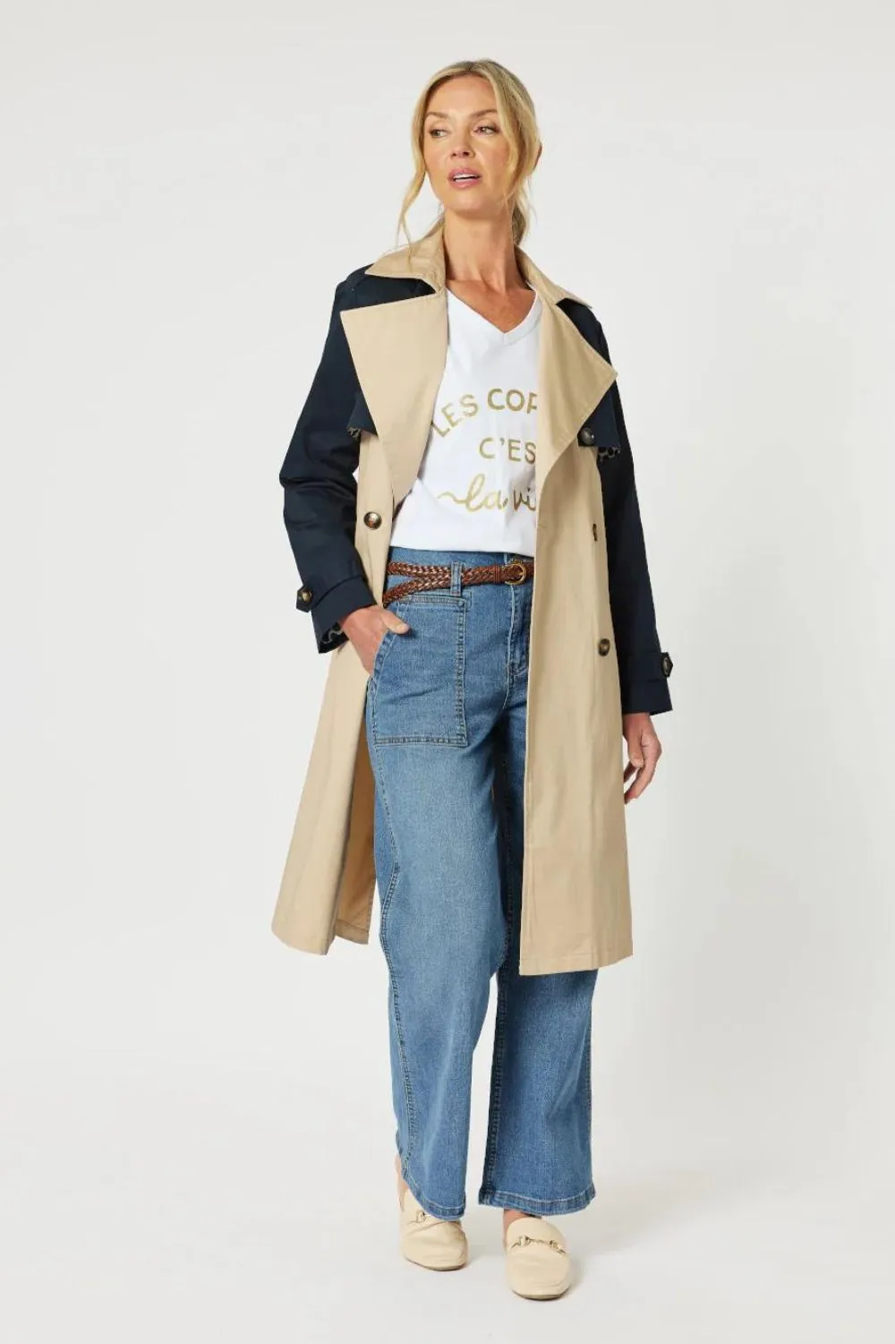 Bree Trench Coat | Natural/Navy