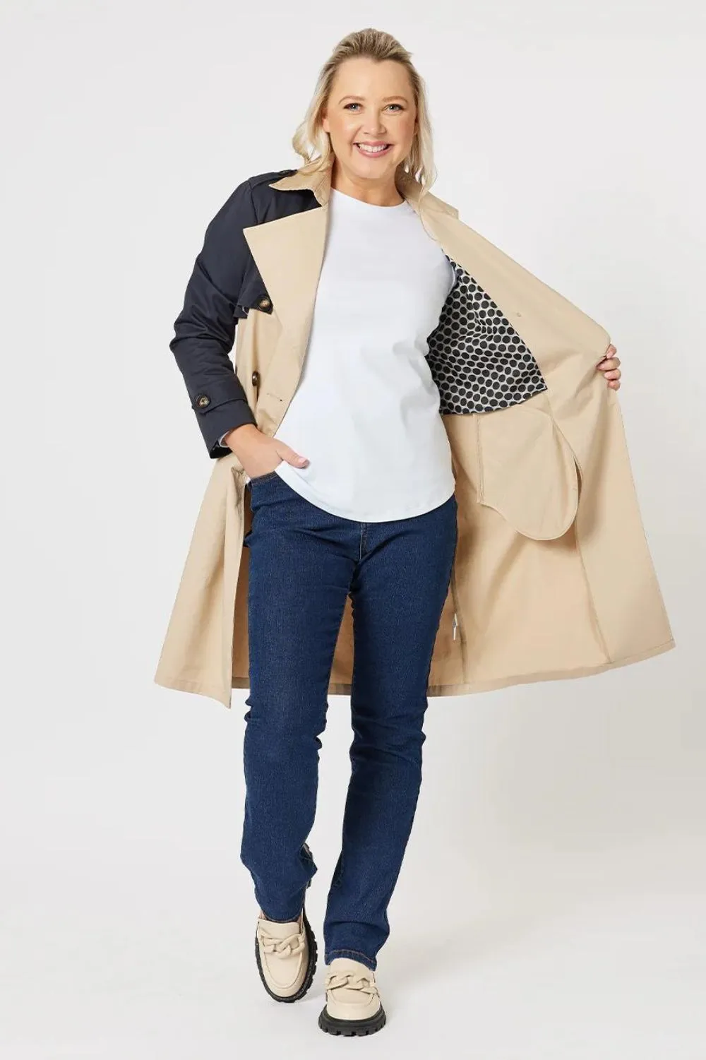 Bree Trench Coat | Natural/Navy