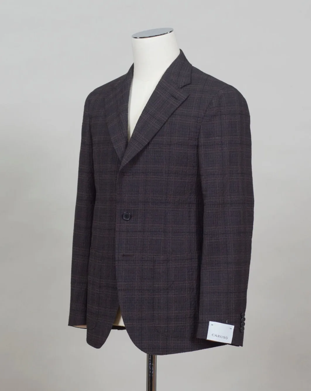 Caruso Glencheck Jacket / Dark Brown