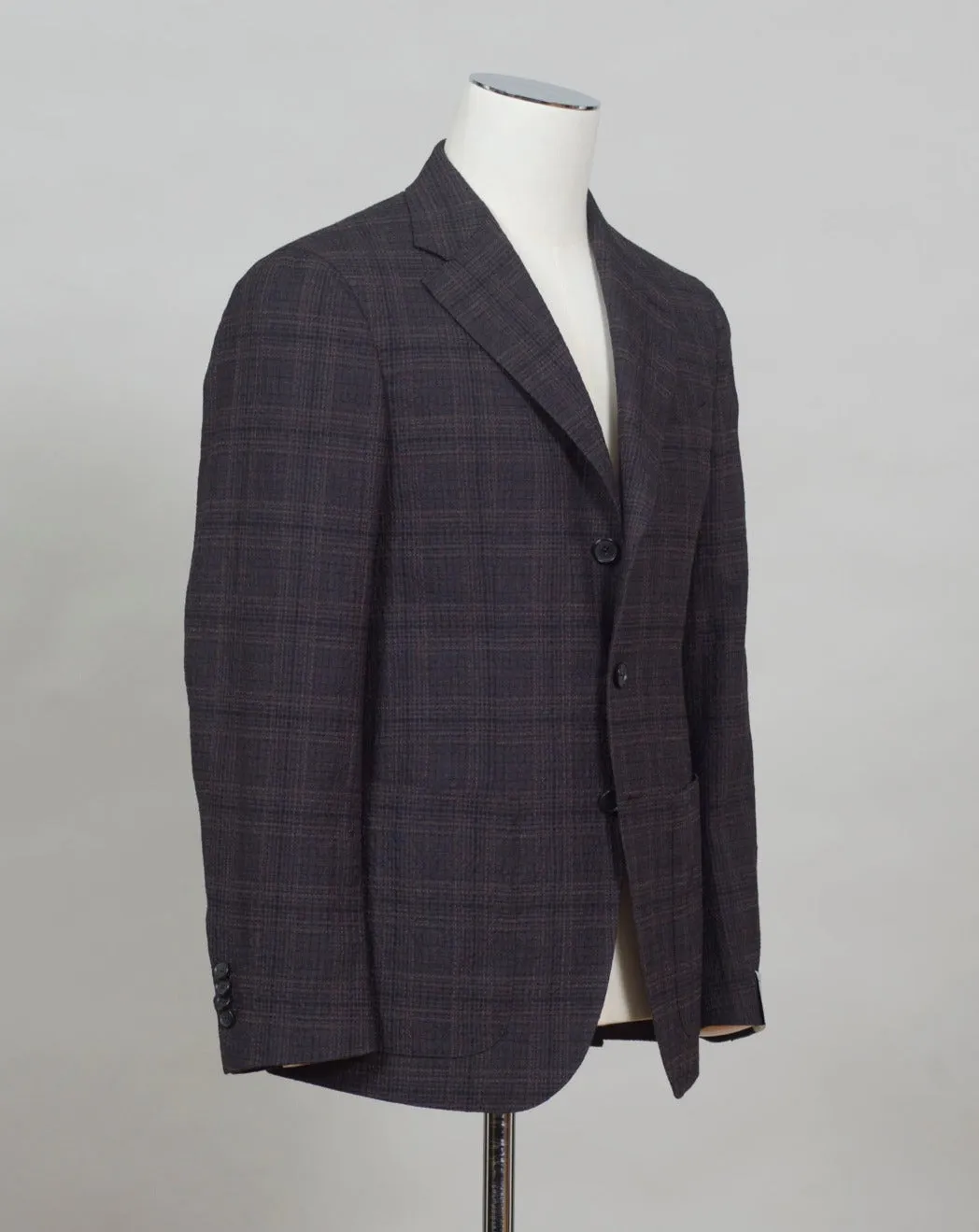 Caruso Glencheck Jacket / Dark Brown
