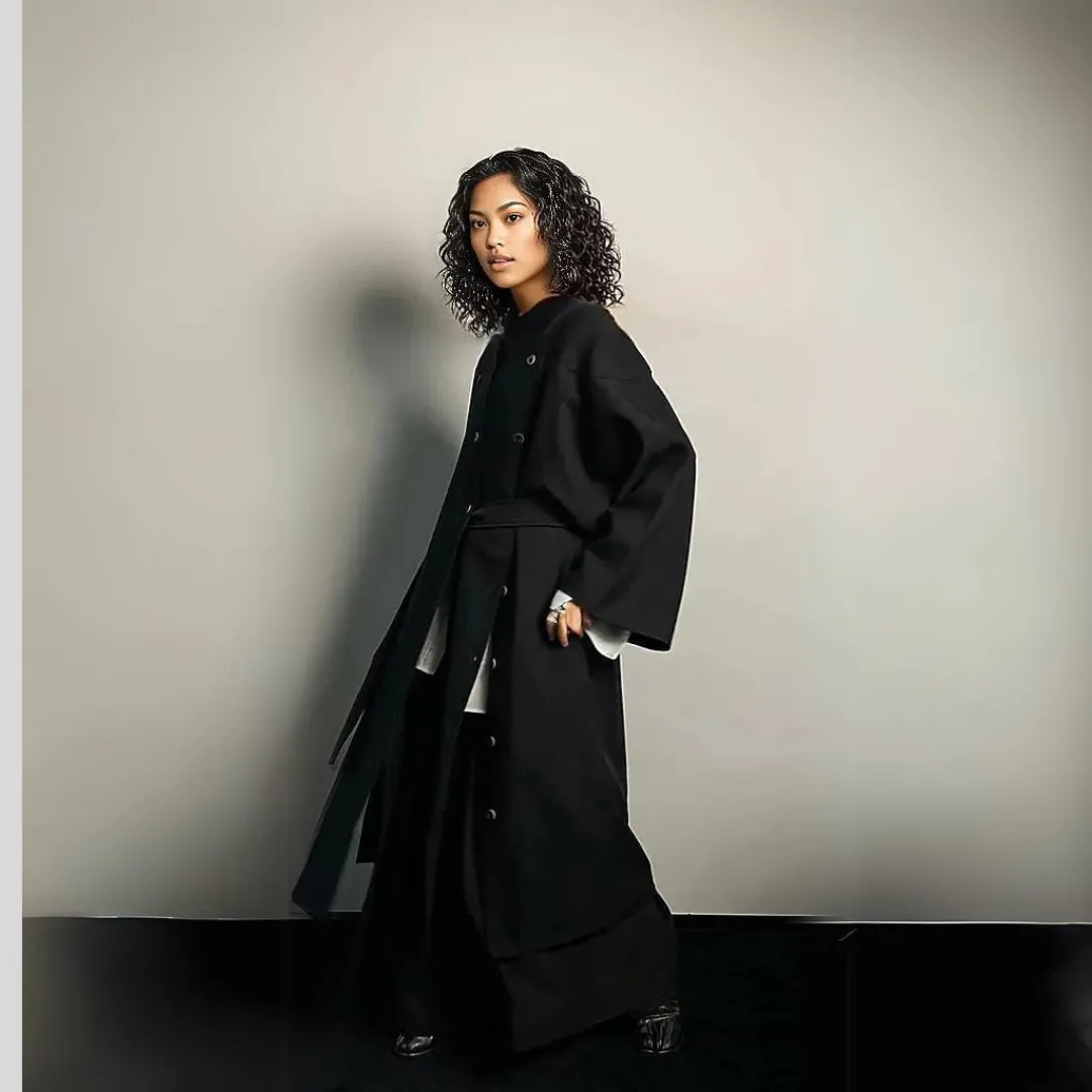 Casual Minimal Goth Irregular Design Trench Coat