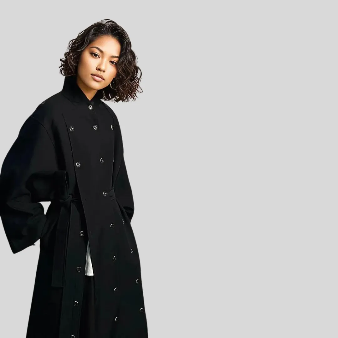 Casual Minimal Goth Irregular Design Trench Coat