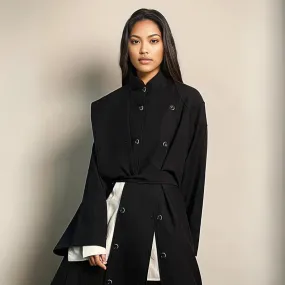 Casual Minimal Goth Irregular Design Trench Coat