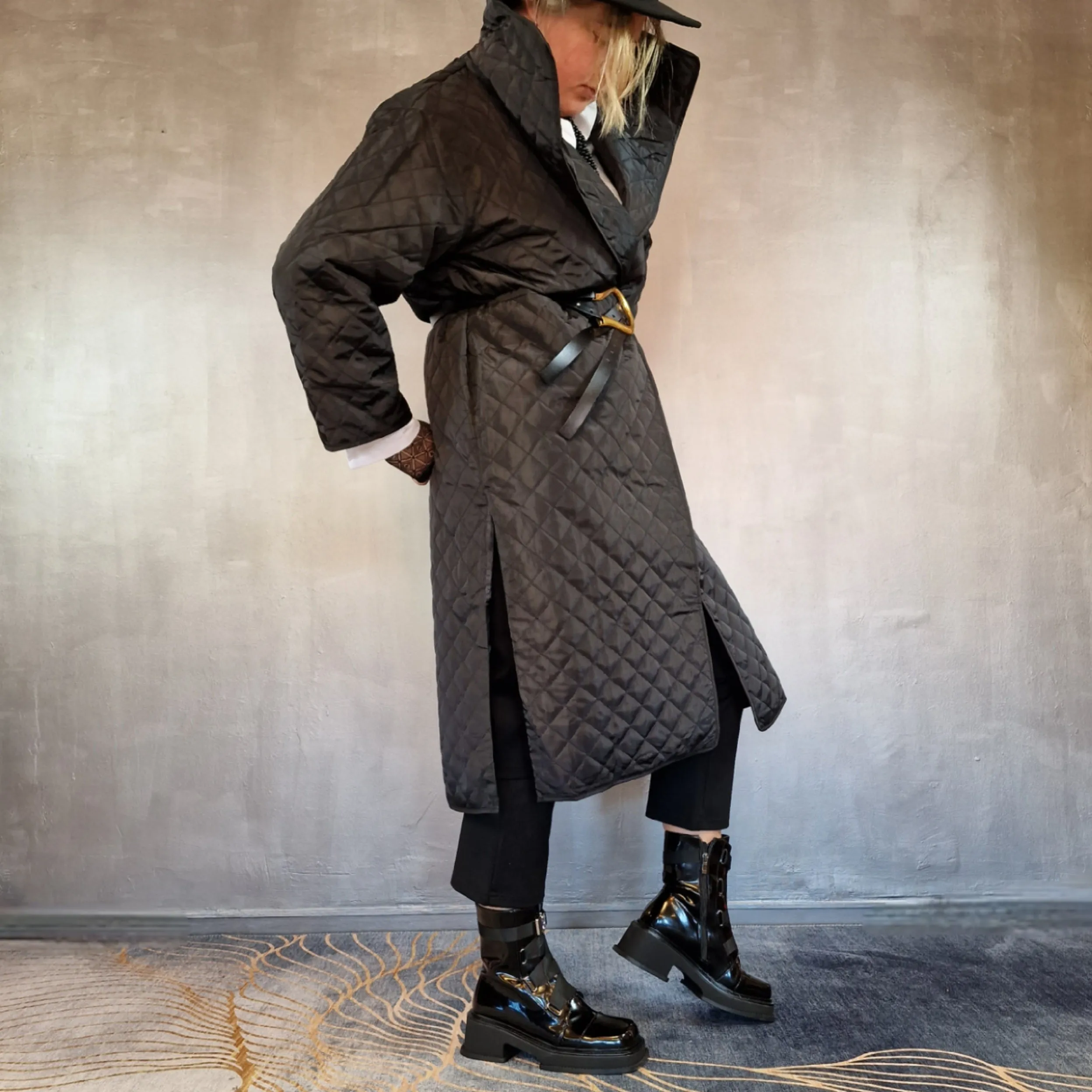 Casual Minimal Goth Light Cotton Padded Coat