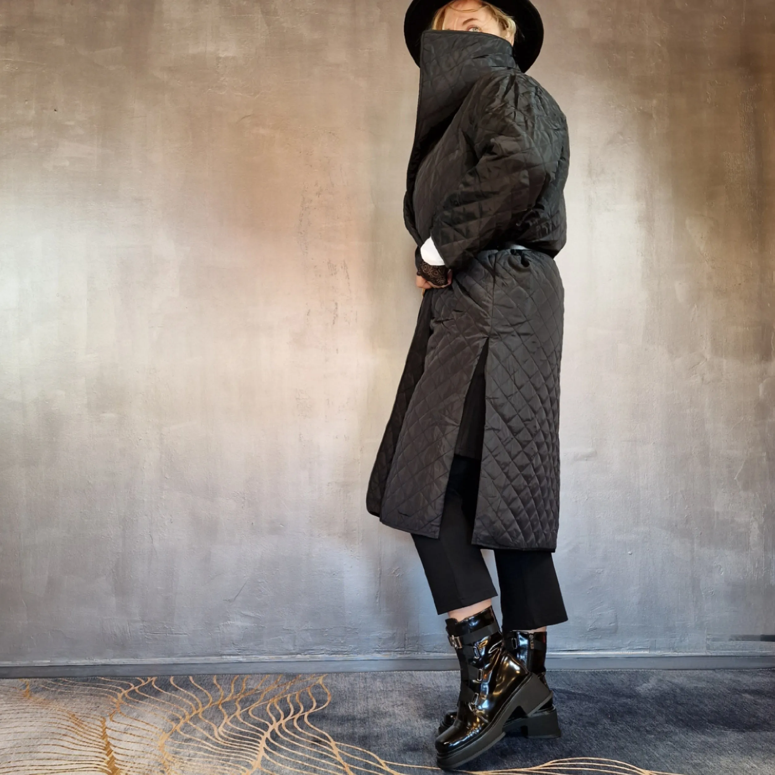 Casual Minimal Goth Light Cotton Padded Coat