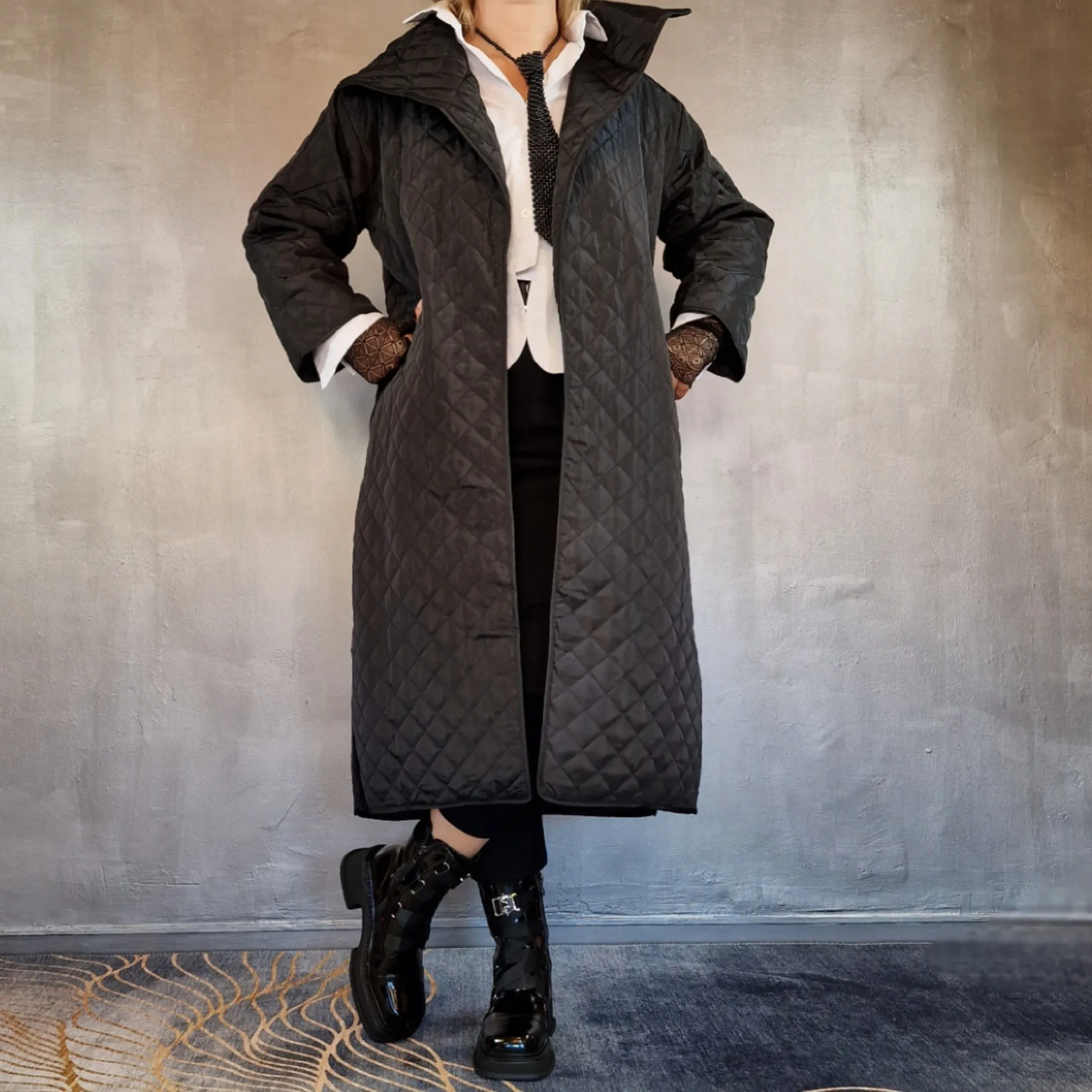 Casual Minimal Goth Light Cotton Padded Coat