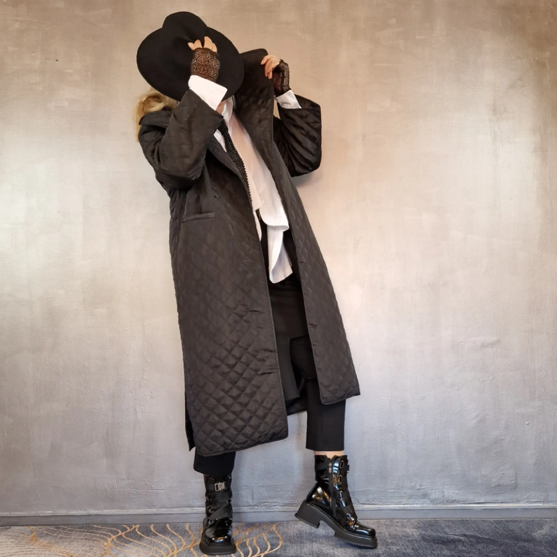 Casual Minimal Goth Light Cotton Padded Coat