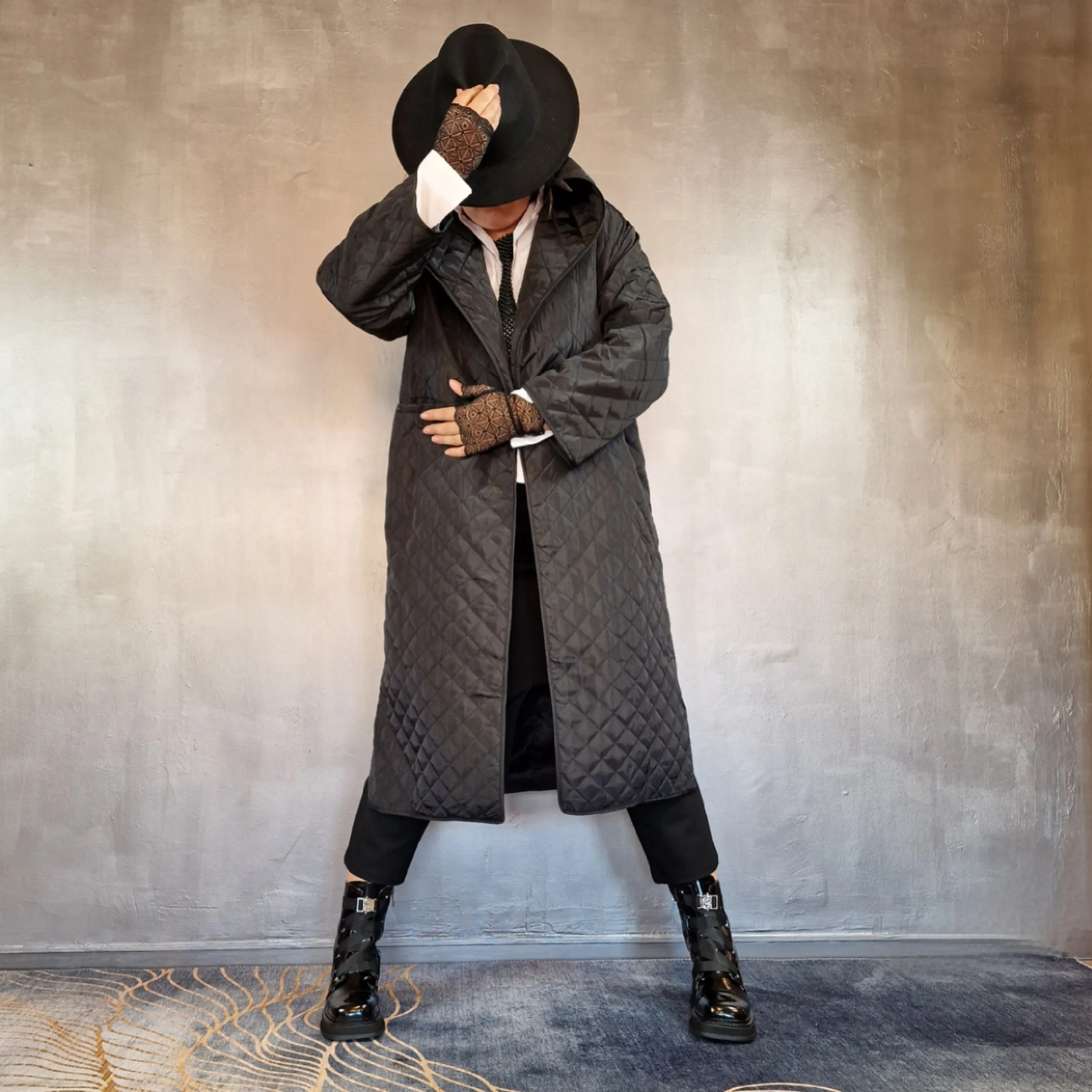 Casual Minimal Goth Light Cotton Padded Coat