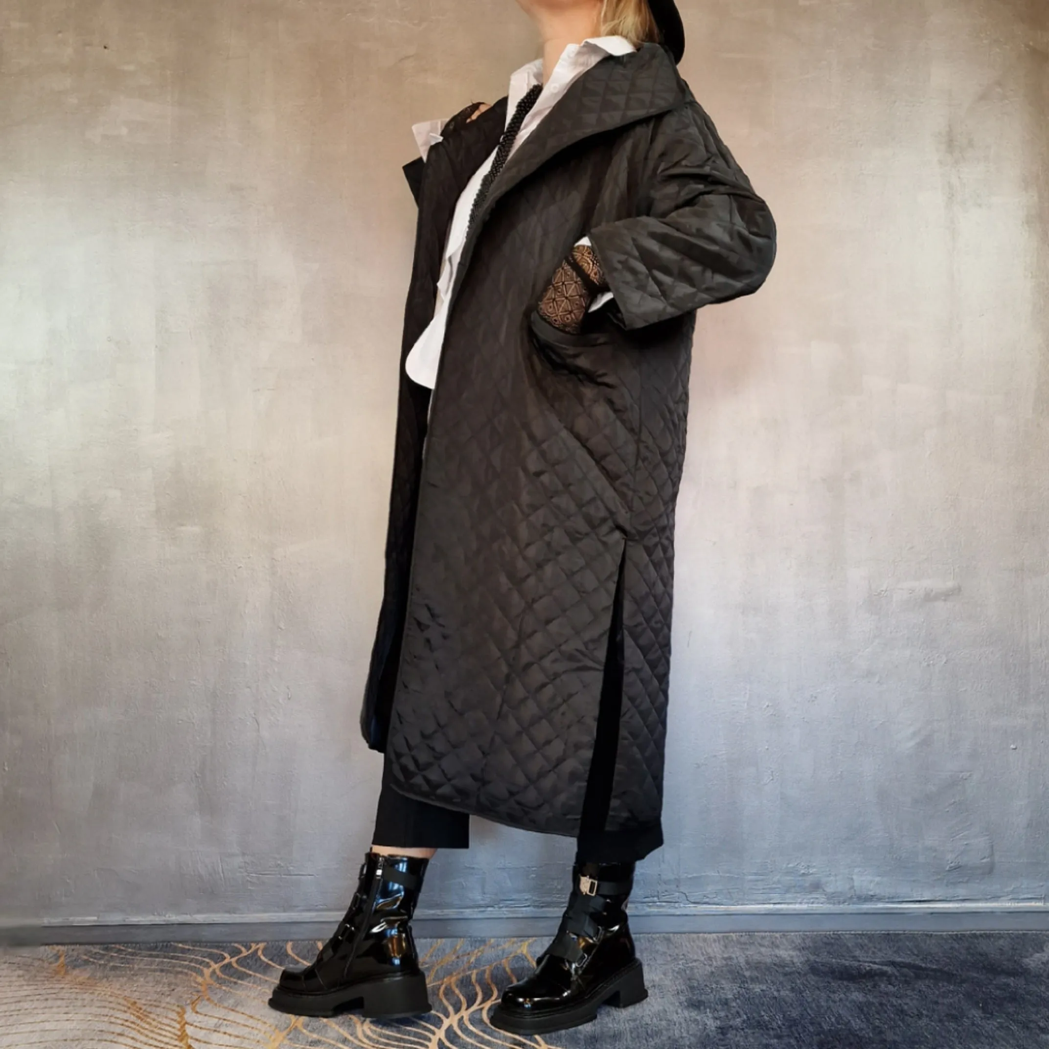 Casual Minimal Goth Light Cotton Padded Coat