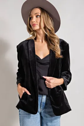 CLASSIC VELVET BLAZER WITH SIDE POCKETS