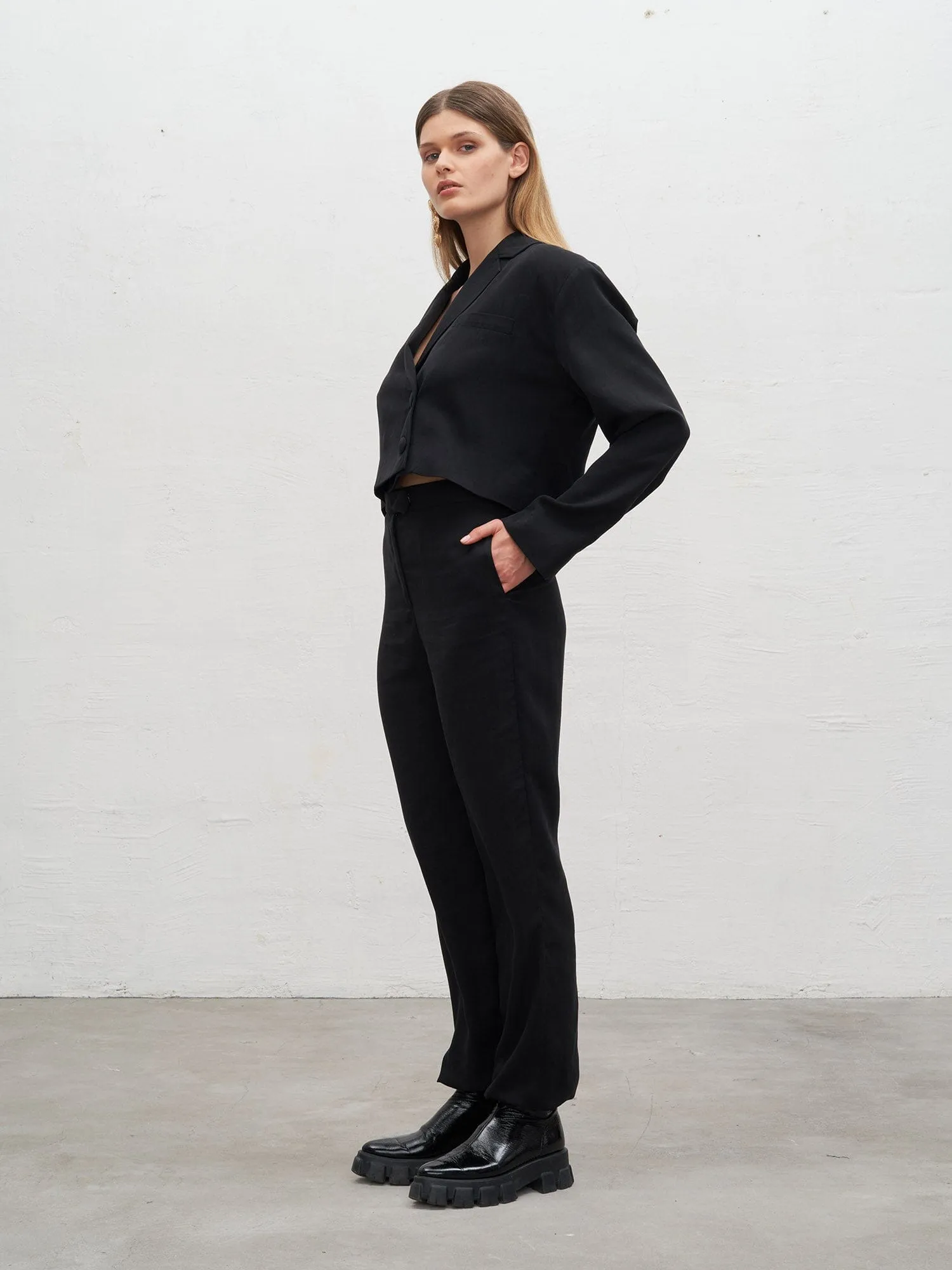 DEA - Veste blazer cropped en jersey Noir