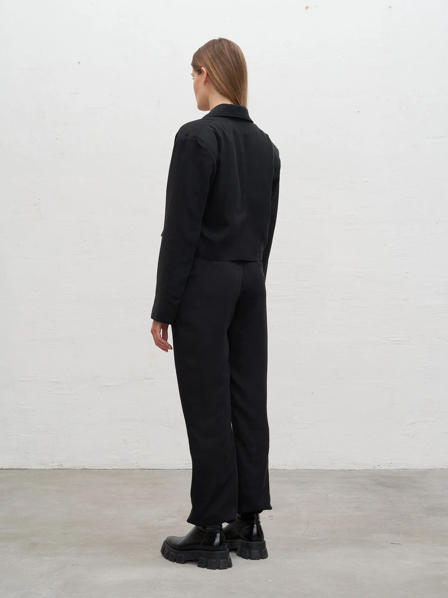 DEA - Veste blazer cropped en jersey Noir