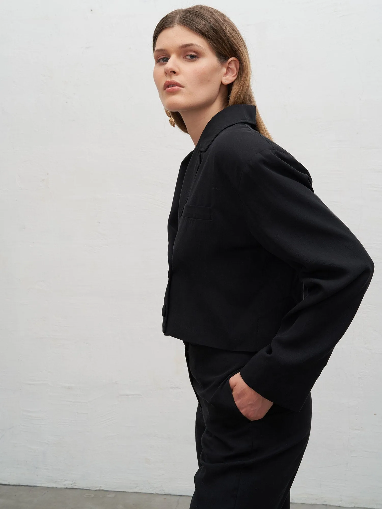 DEA - Veste blazer cropped en jersey Noir