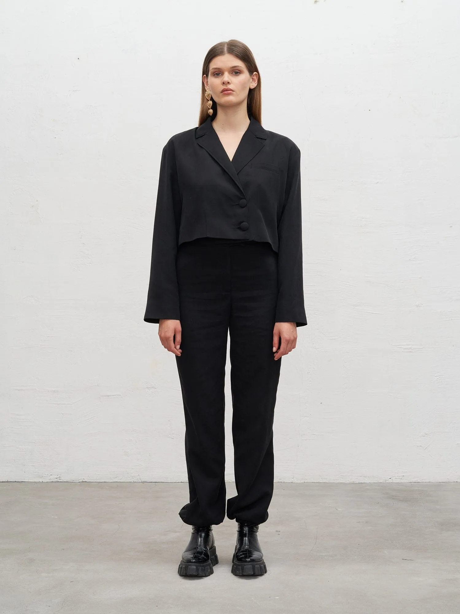 DEA - Veste blazer cropped en jersey Noir