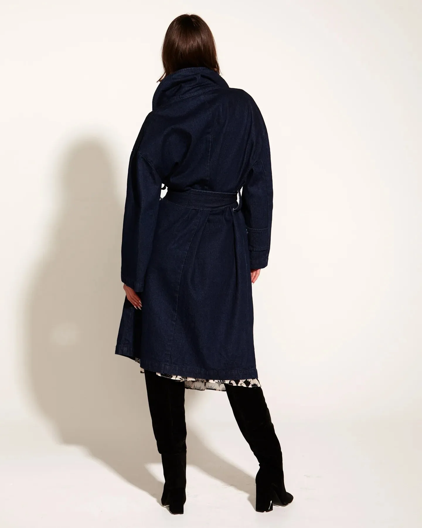 Denim Oversize Wrap Coat