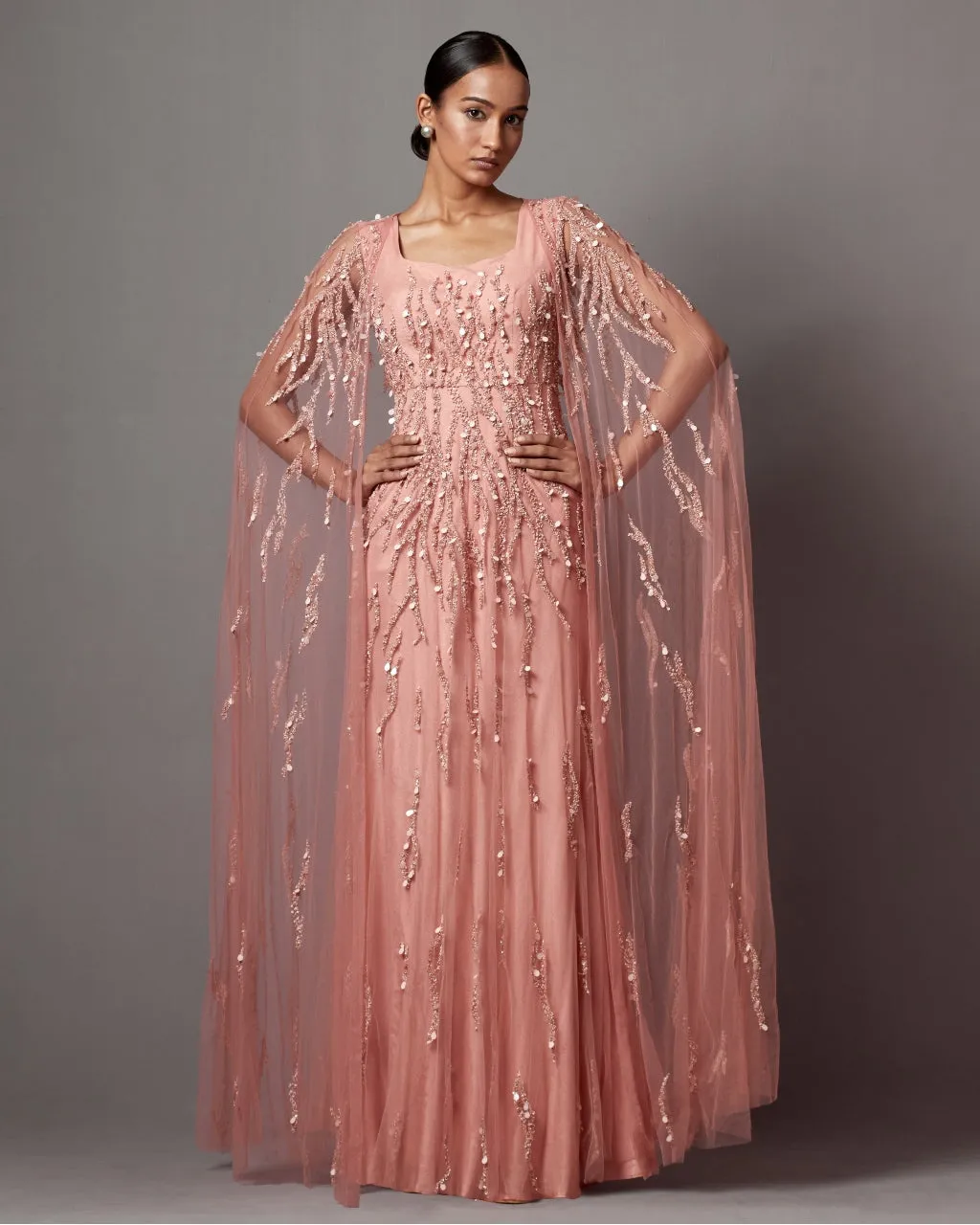Dust Rose Dust Rose Cape Gown Set