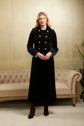 Electra Long Navy Velvet Coat - Boho Glamour