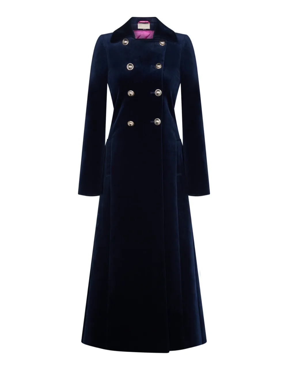 Electra Long Navy Velvet Coat - Boho Glamour
