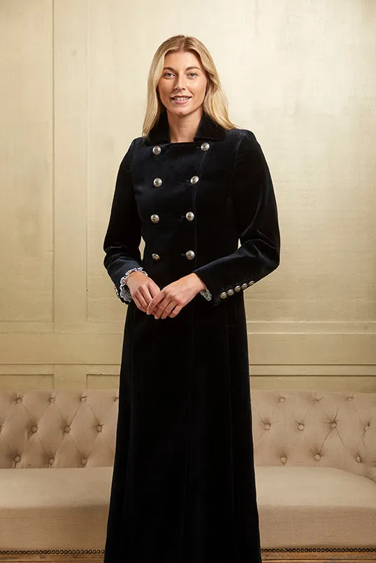 Electra Long Navy Velvet Coat - Boho Glamour