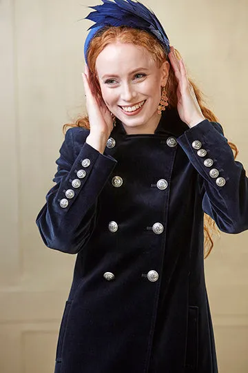 Electra Long Navy Velvet Coat - Boho Glamour