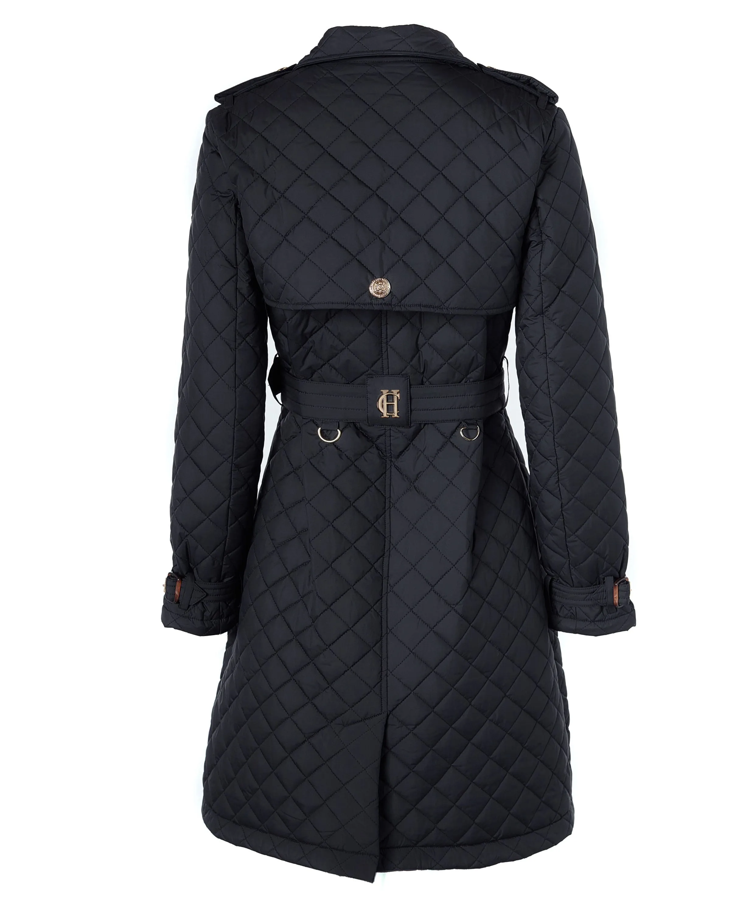 Enstone Quilted Trench Coat - Black Gold