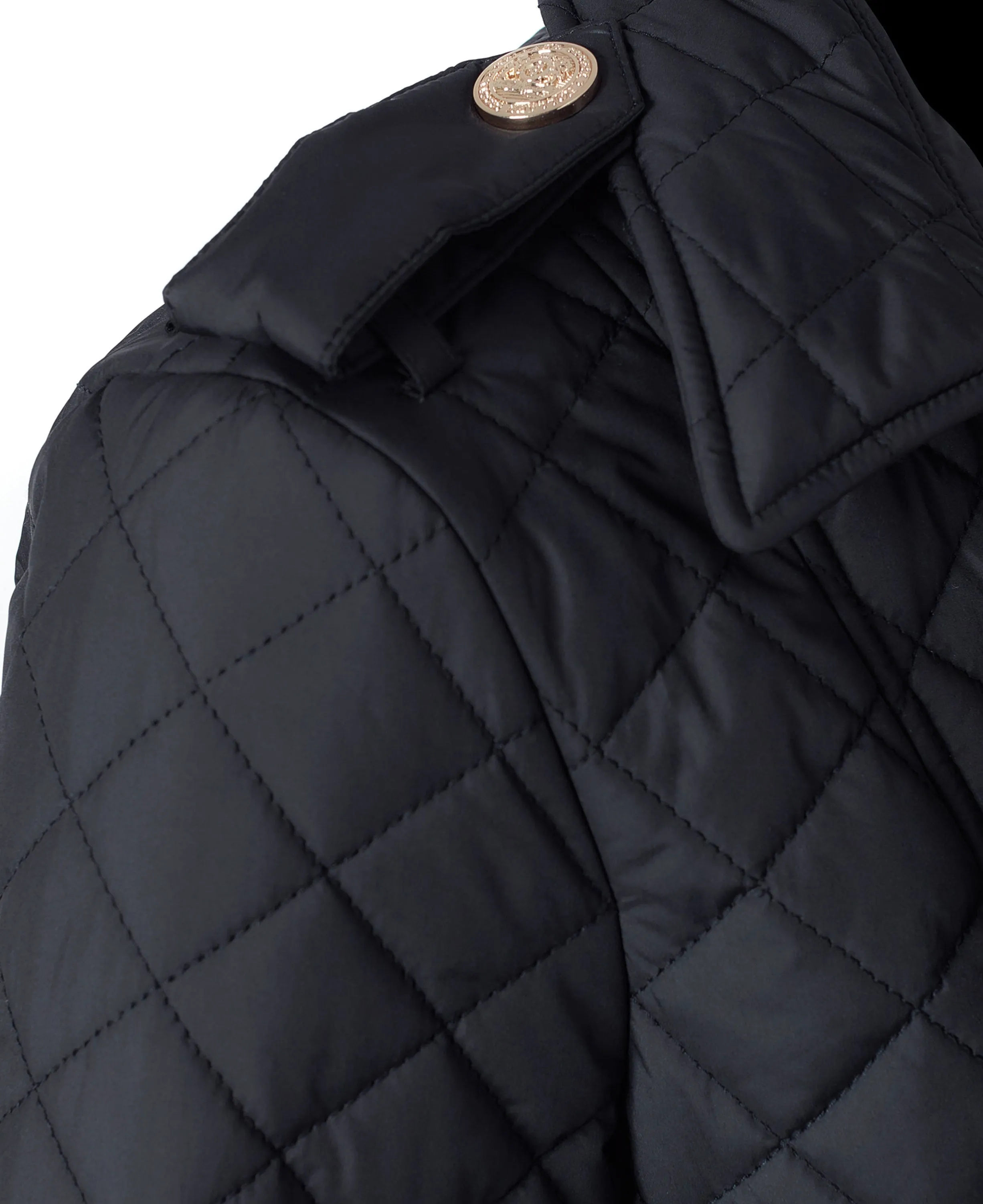 Enstone Quilted Trench Coat - Black Gold