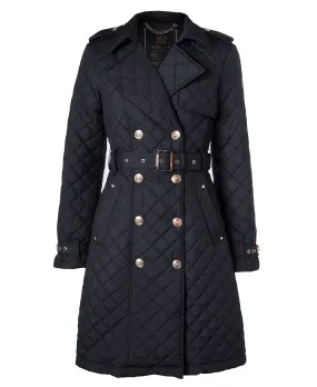 Enstone Quilted Trench Coat - Black Gold