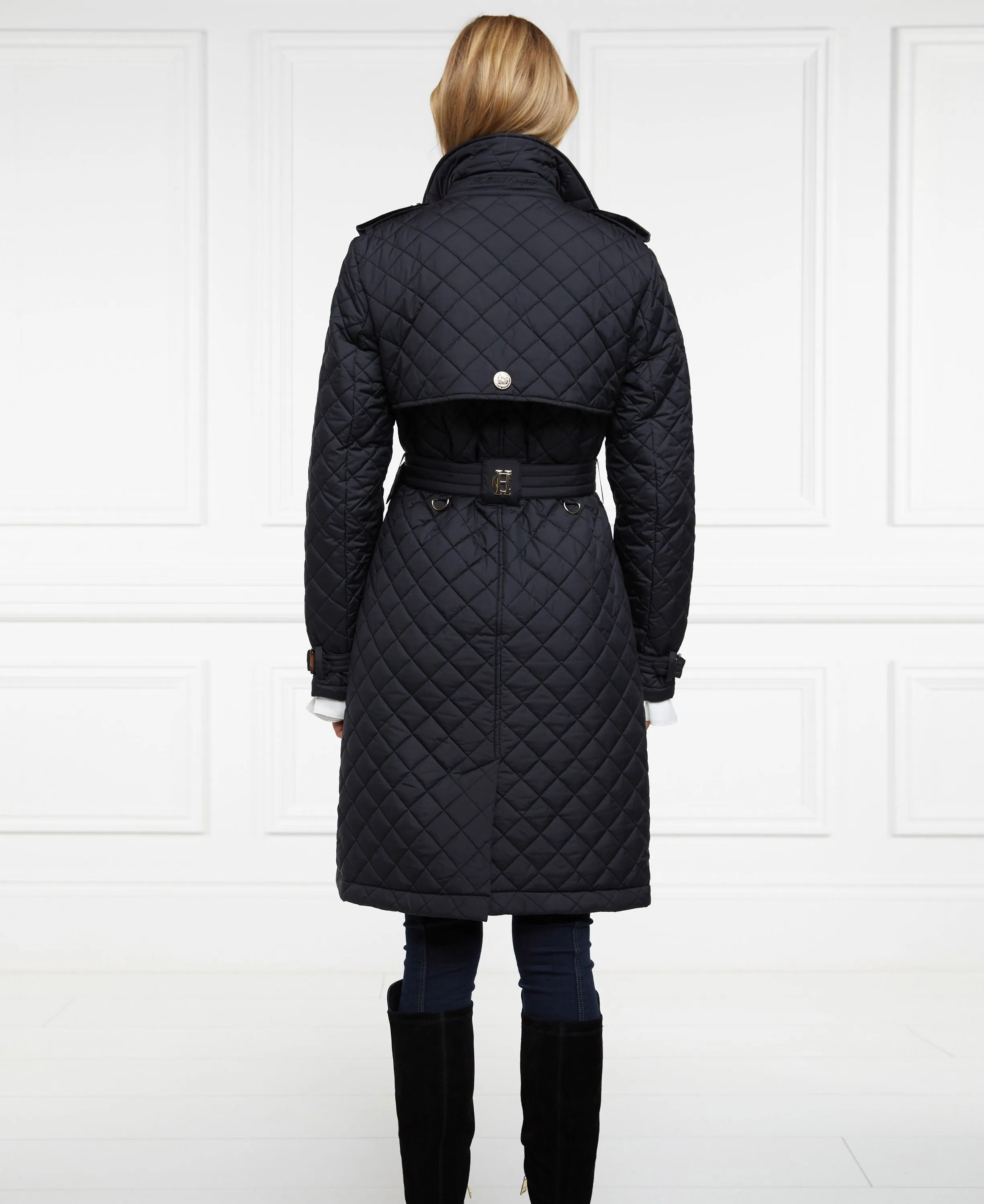 Enstone Quilted Trench Coat - Black Gold