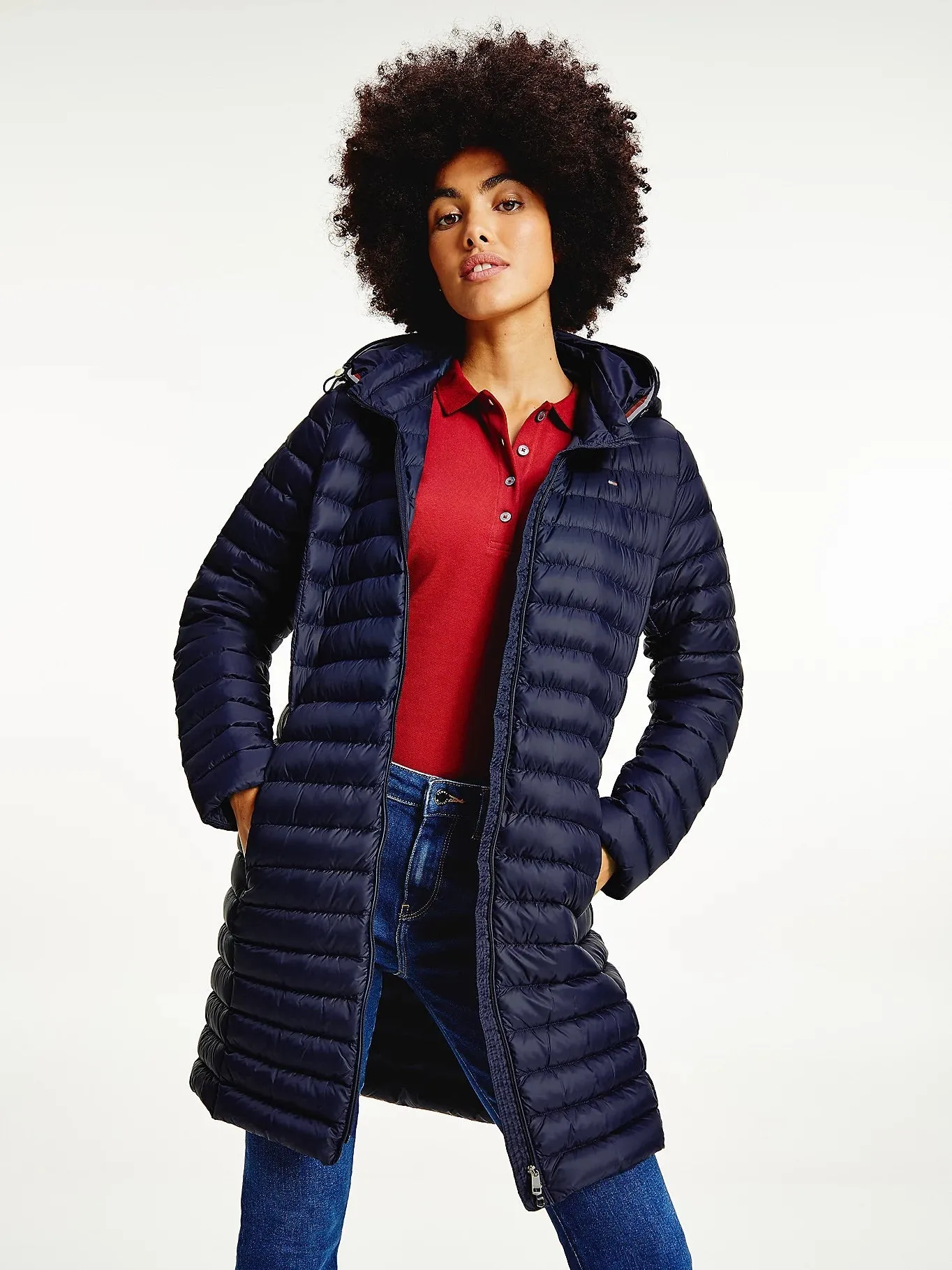 Essential Lightweight Down Packable Coat - Navy