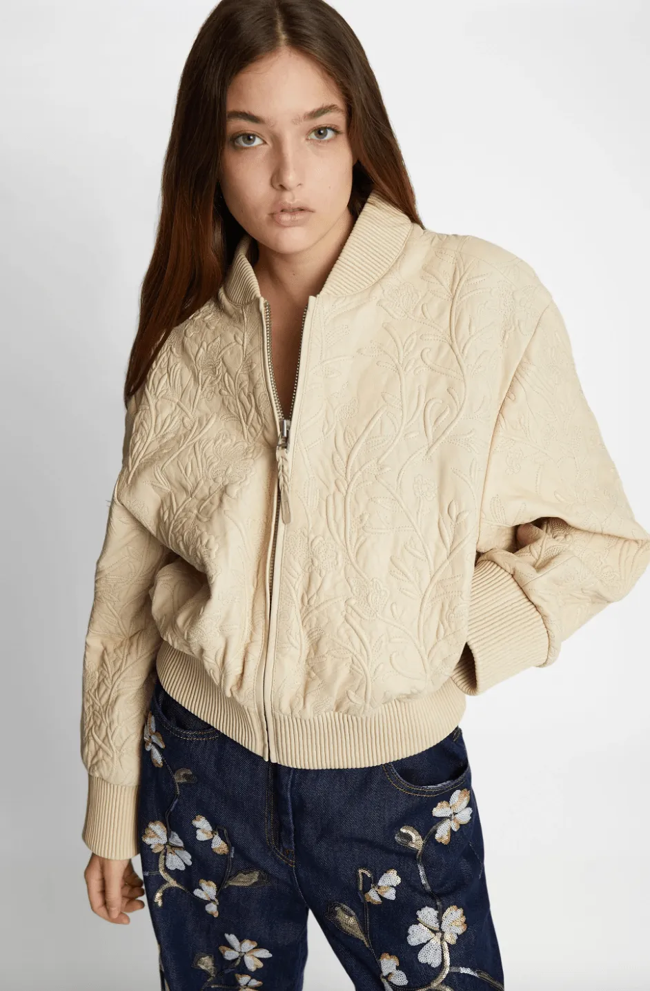 Ferril Leather Jacket - Beige