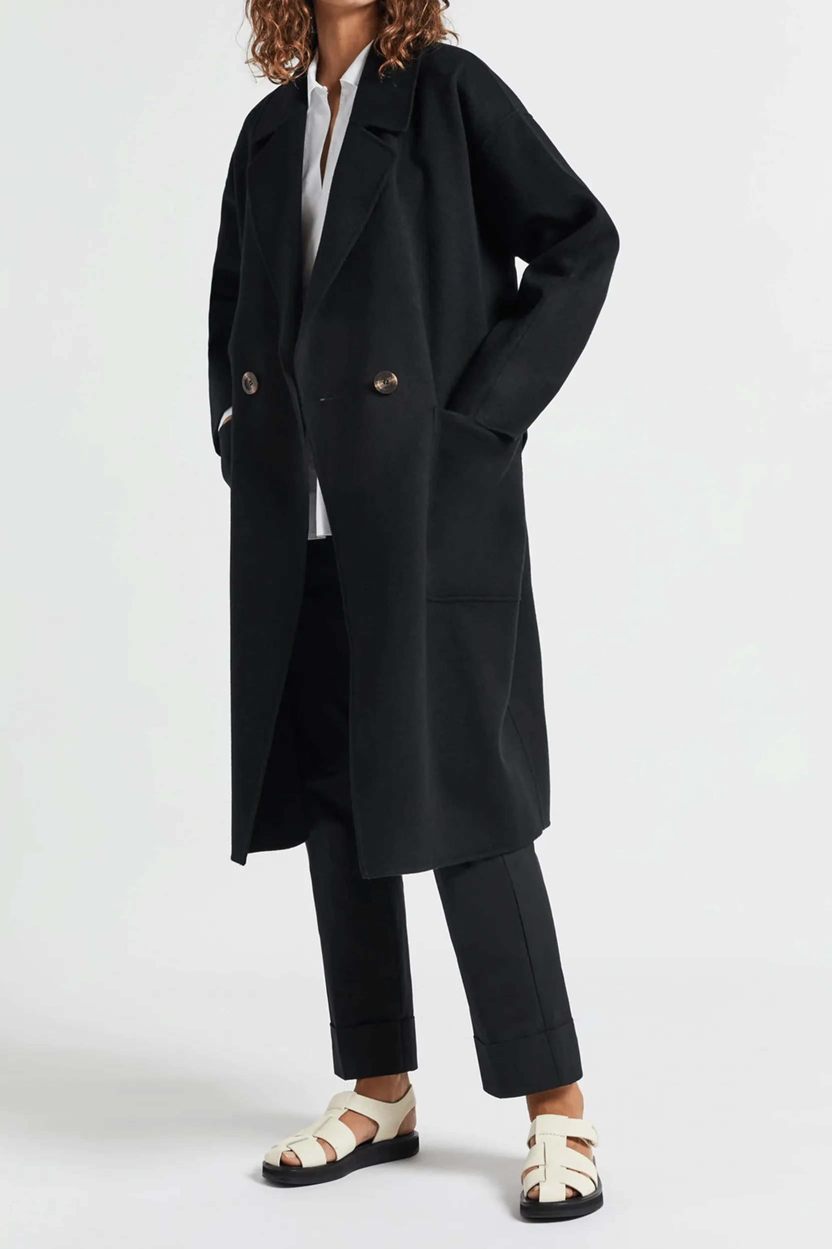 Florentine Cocoon Coat in Black