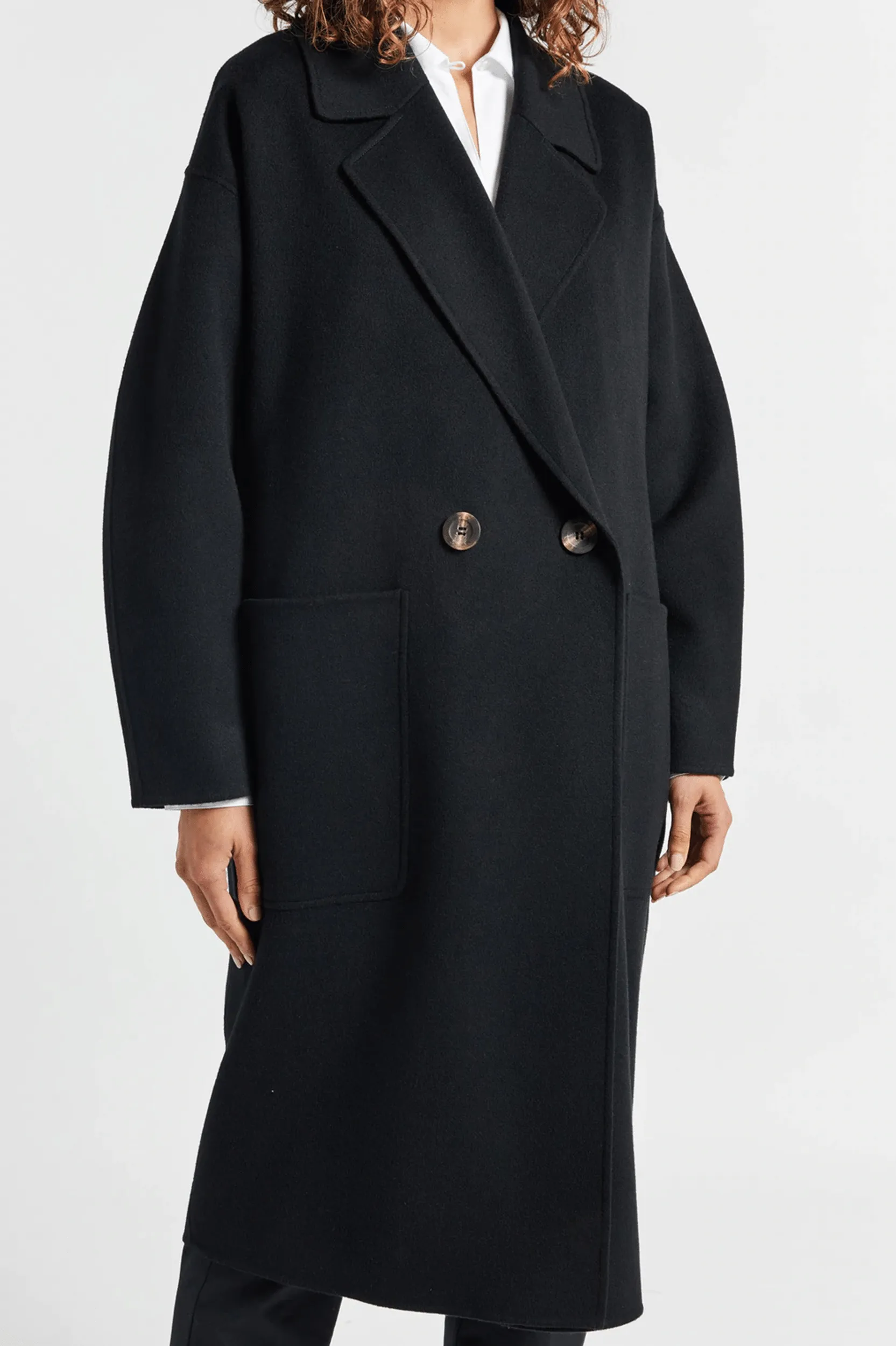 Florentine Cocoon Coat in Black