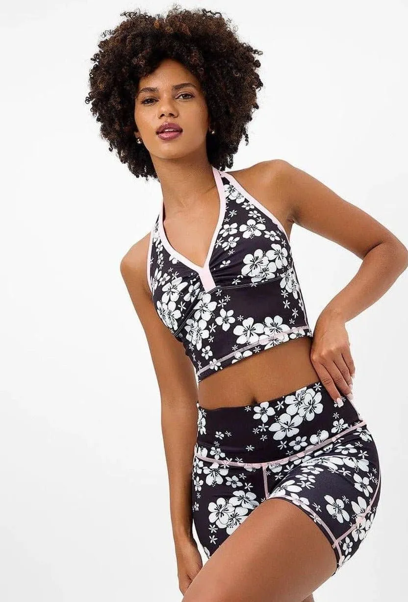 Frankies Bikinis Active Lively Halter Floral Sports Bra