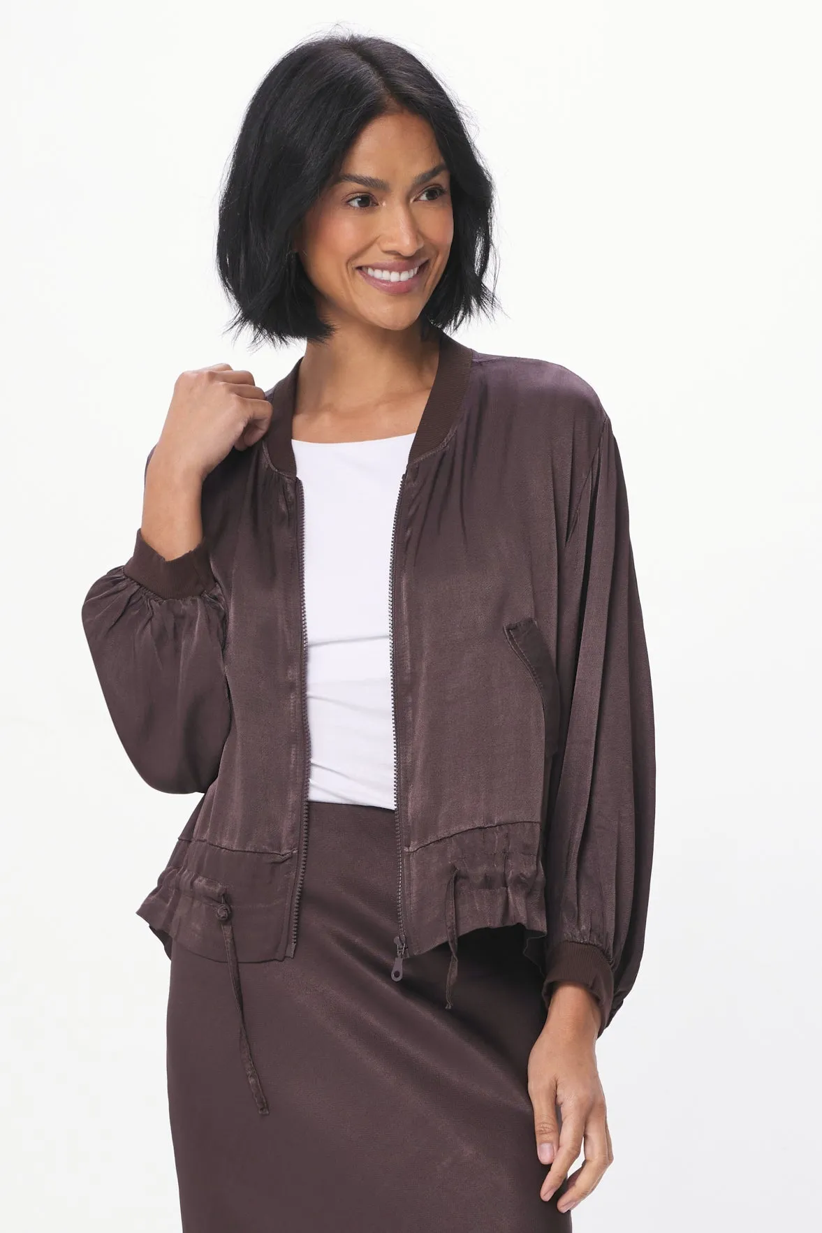 Haze Satin Bomber Jacket