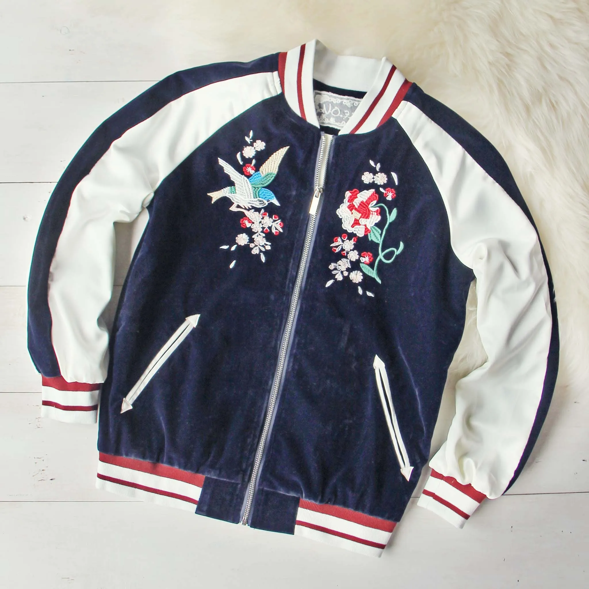 La Fleur Velvet Bomber Jacket