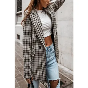 LAPEL COLLAR DOUBLE PLAID BLAZER